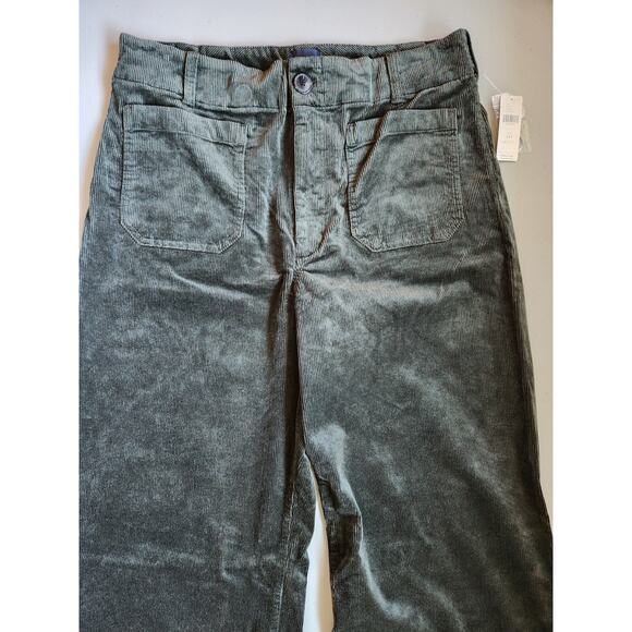 NWT Maeve The Colette Cropped Corduroy Wide Leg Pants Sz 34 Petite Green #7E411 - Picture 5 of 13